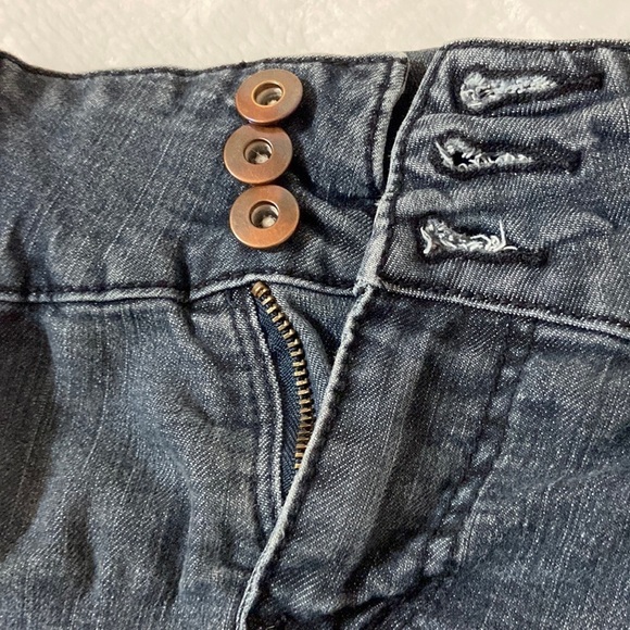 Destroyed Corset Waist Skinny Zipper/Button Fly Denim Jeans Darkwash Size 9 Jr - Picture 14 of 16